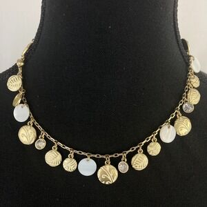 Lia Sophia 'Kismet' Gold Tone Mother of Pearl Crystal Charm Necklace